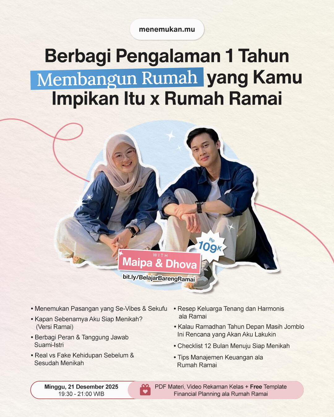 Berbagi Pengalaman 1 Tahun Membangun Rumah yang Kamu Impikan Itu x Rumah Ramai [REKAMAN KELAS + PDF MATERI + TEMPLATES FINANCIAL PLANNING)